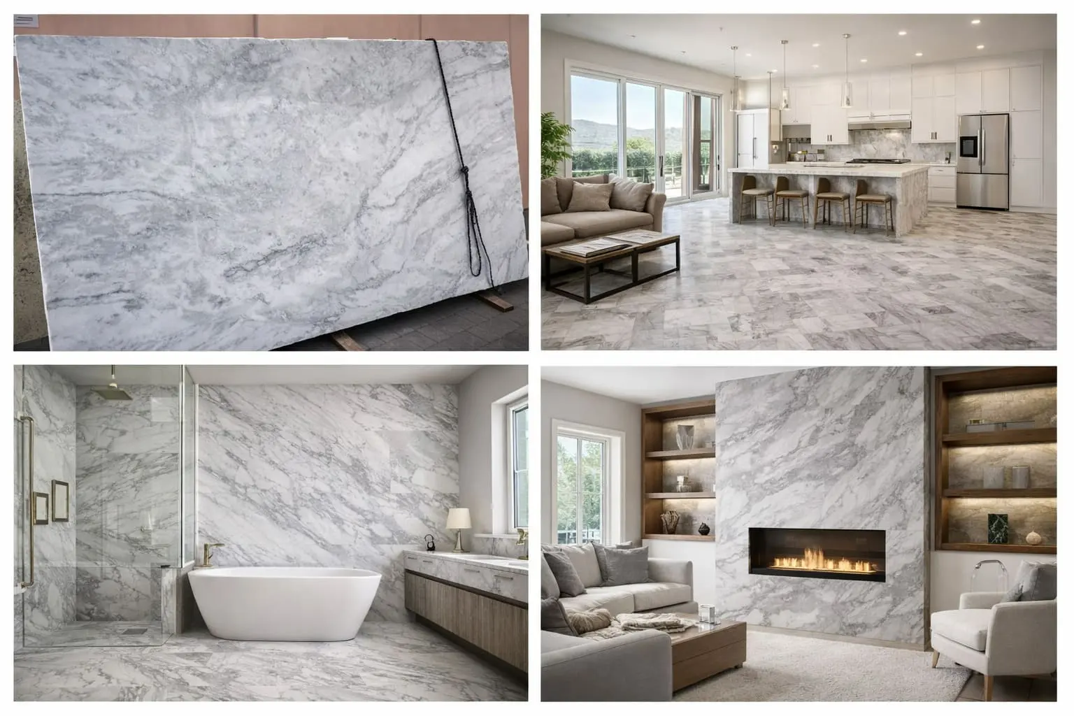Dolomite Arabescus White at Nova Tile and Stone's Fernley showroom