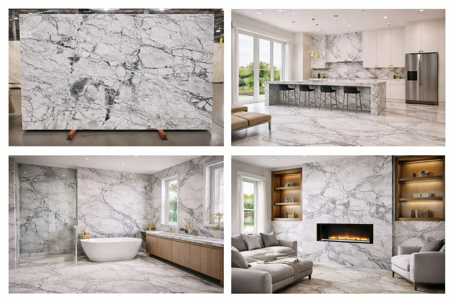 Dolomite Super White at Nova Tile and Stone's Sacramento and Reno showrooms