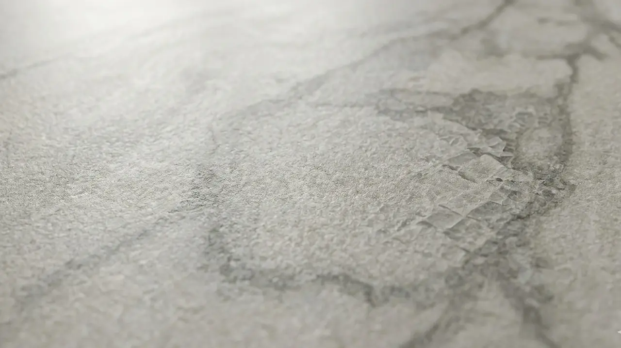 Conceptual rendering of matte quartzite countertops close-up showing smooth honed finish with natural mineral veining detail