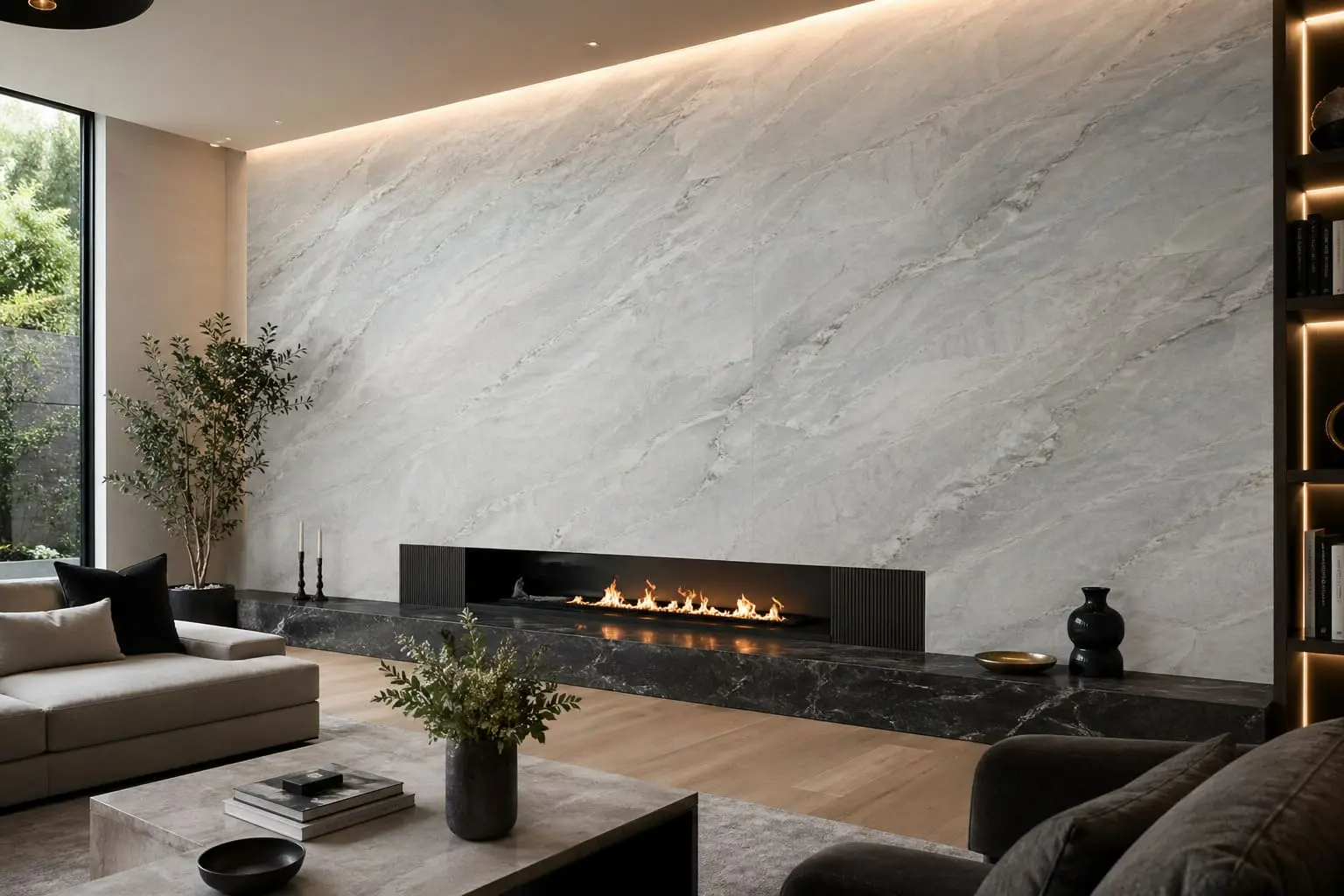 Honed Allure Quartzite In Fireplace Surround