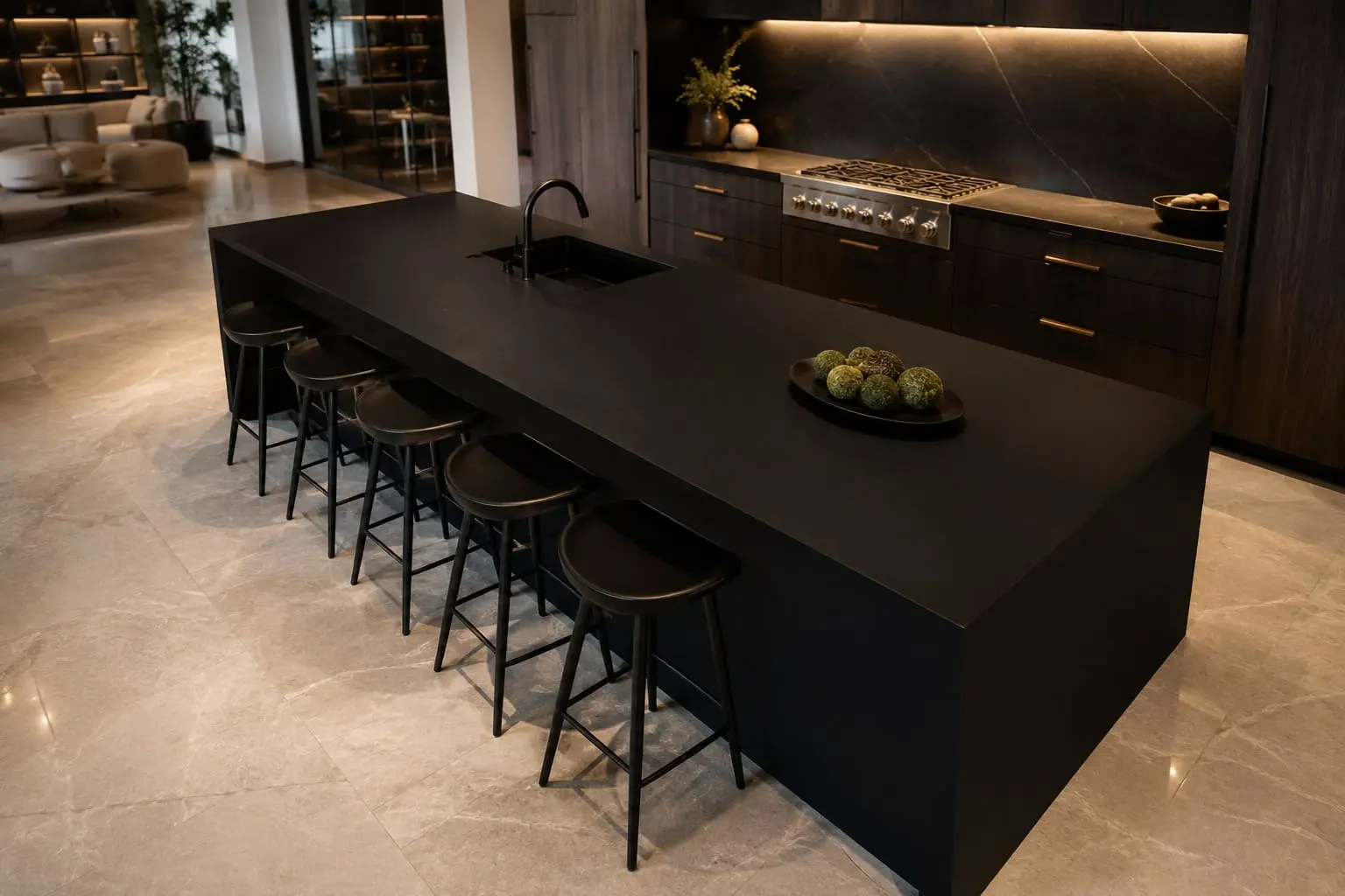 Conceptual rendering of a Black Kitchen Island