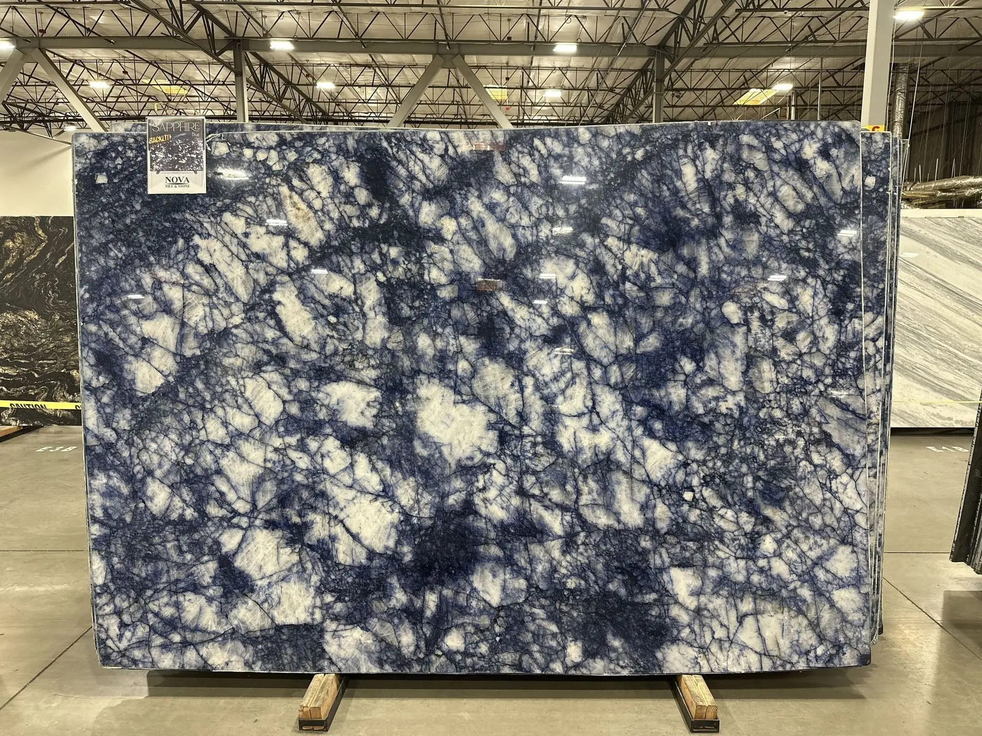 Sapphire Blue Slab at Nova Tile and Stone showroom