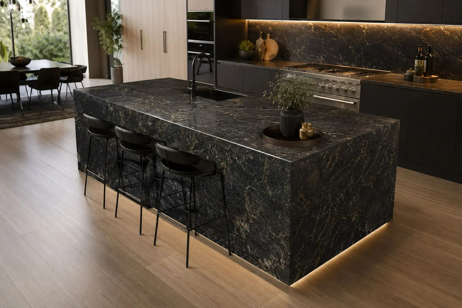 Conceptual rendering of a Granite Top Kitchen Island