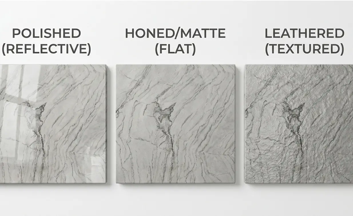 Conceptual rendering of granite finishes