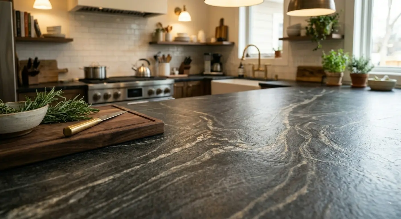 Conceptual rendering of a Gray quartzite countertop