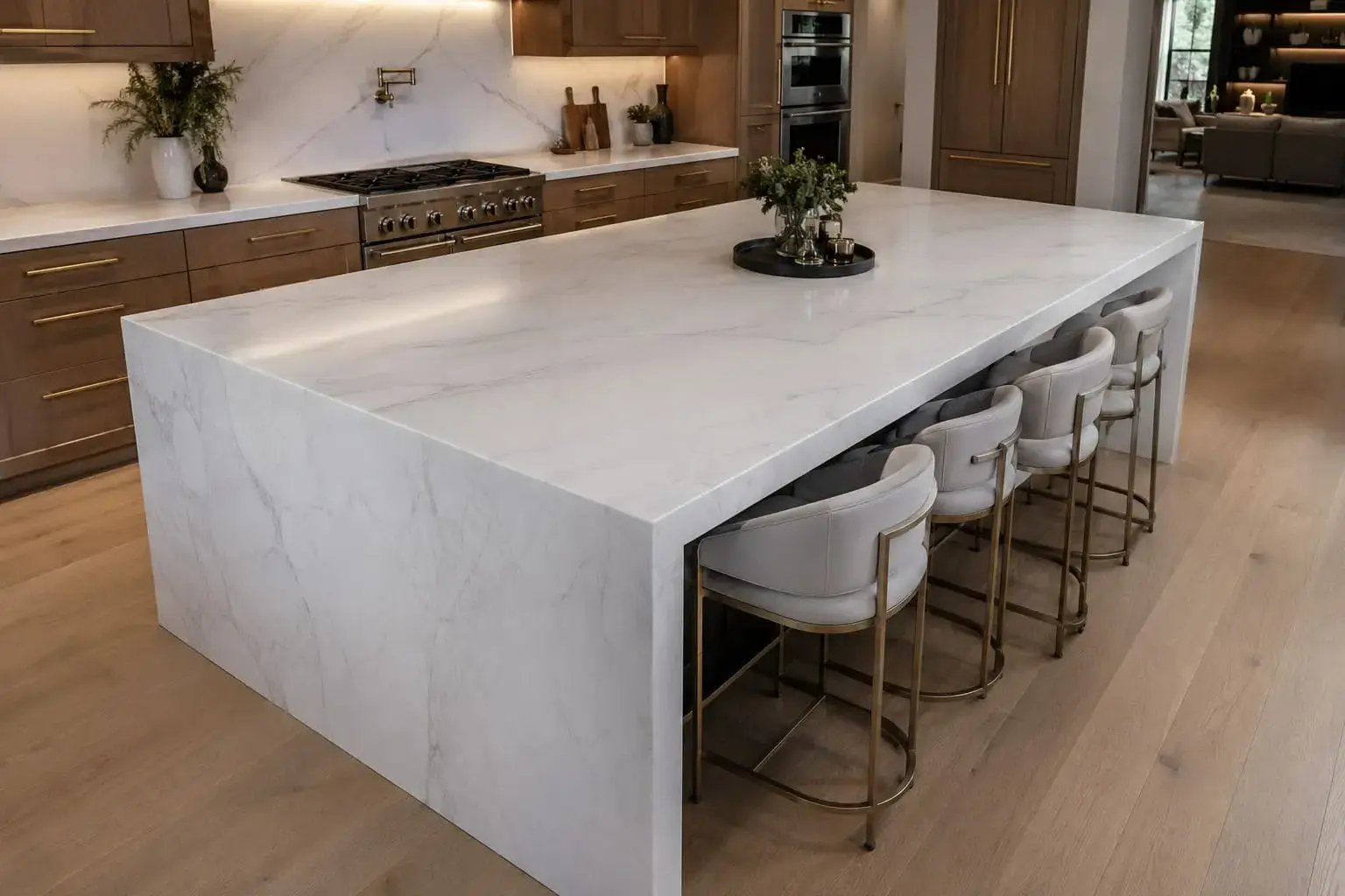 White Quartzite Kitchen island