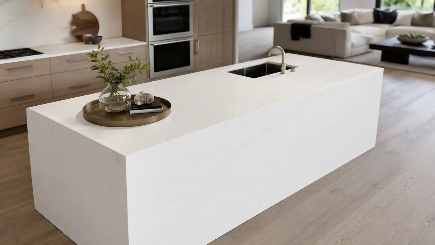 Conceptual rendering of a White Kitchen Island