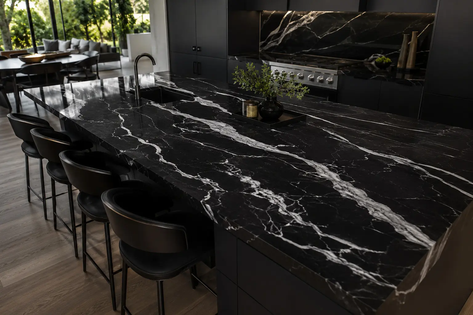 Conceptual rendering of a Black And White Countertop