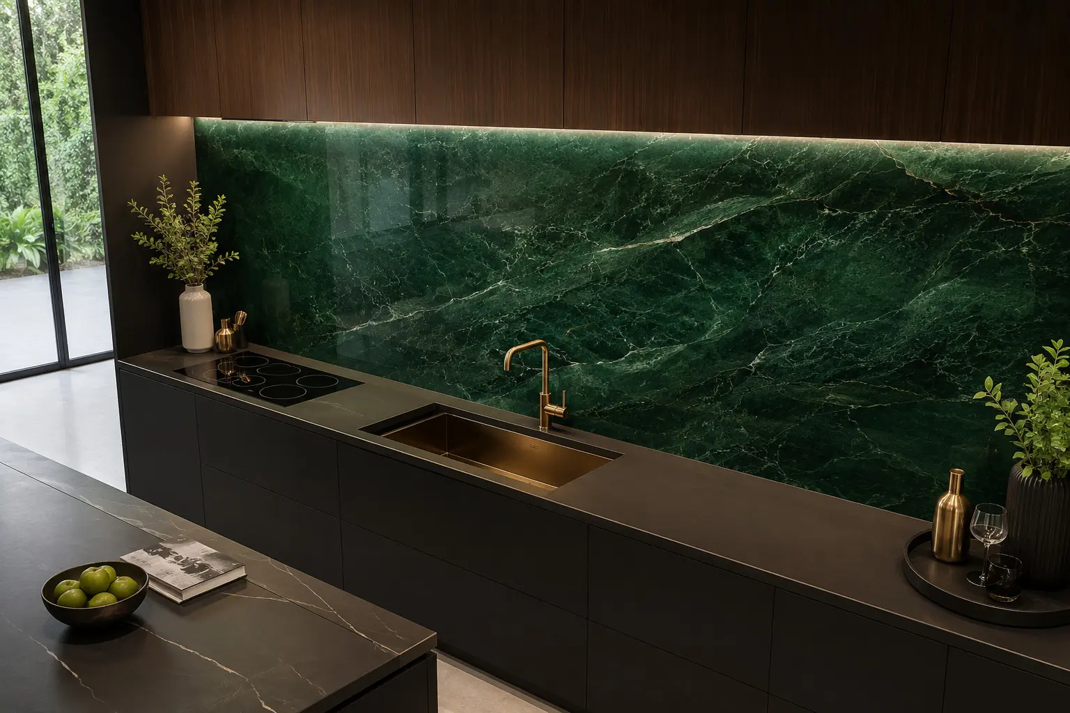 Conceptual rendering of a Emerald Green Backsplash