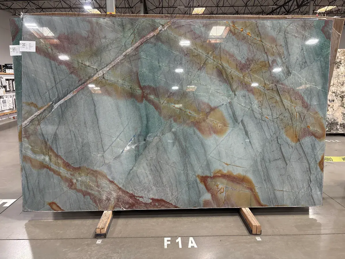 Dominic Green Slab Displayed at Nova Tile and Stone Showroom