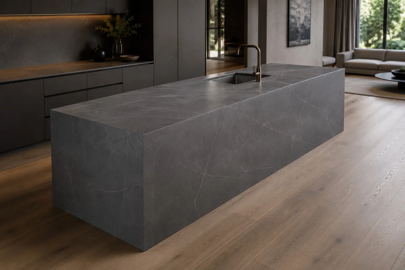 Conceptual rendering of a Gray Kitchen Island