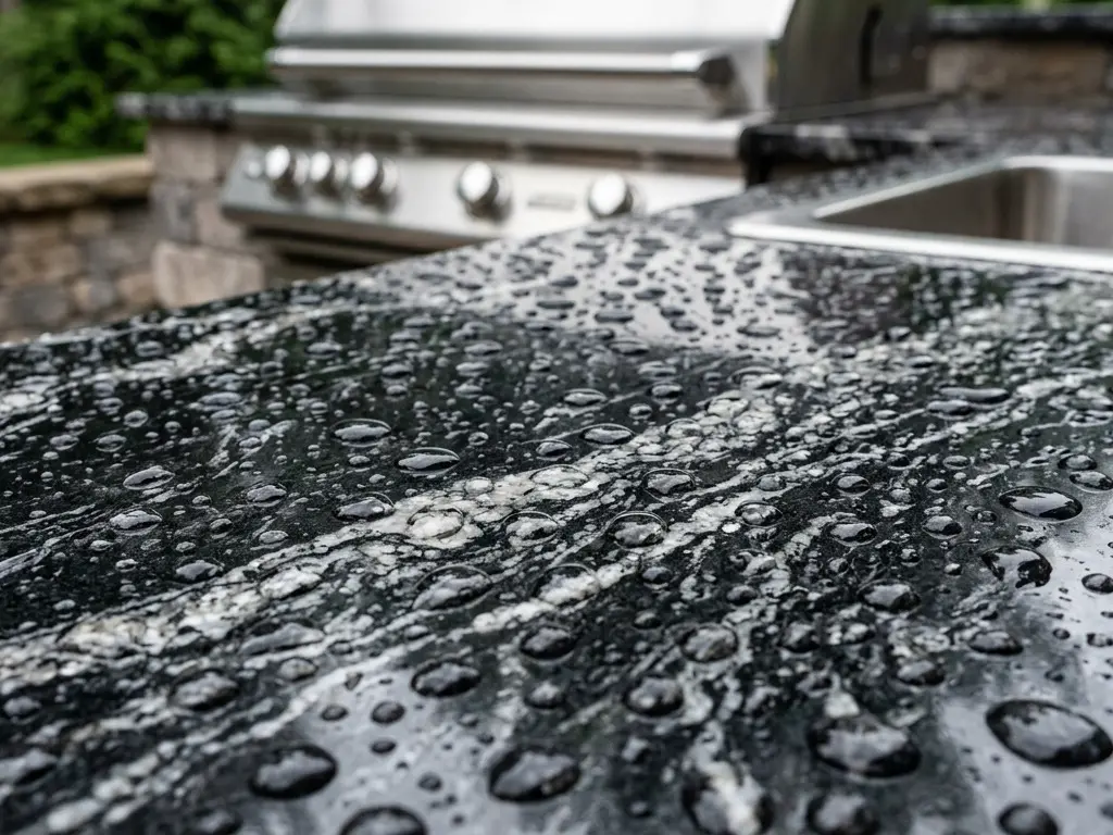 Conceptual rendering of Titanium granite outdoor kitchen surface