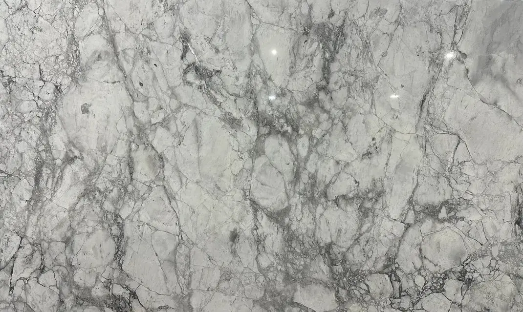 Super White Dolomite slab at Nova Tile and Stone showroom
