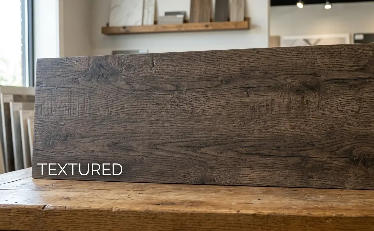 Dark Walnut wood-look textured porcelain tile