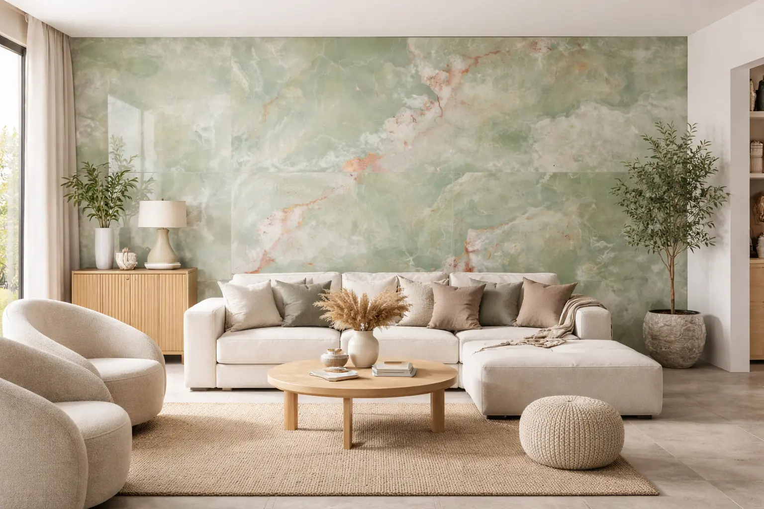Jade porcelain tile in modern interior