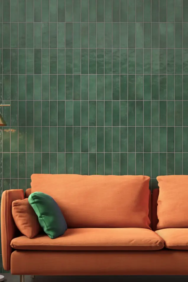 Forest porcelain tile installed on modern interior wall