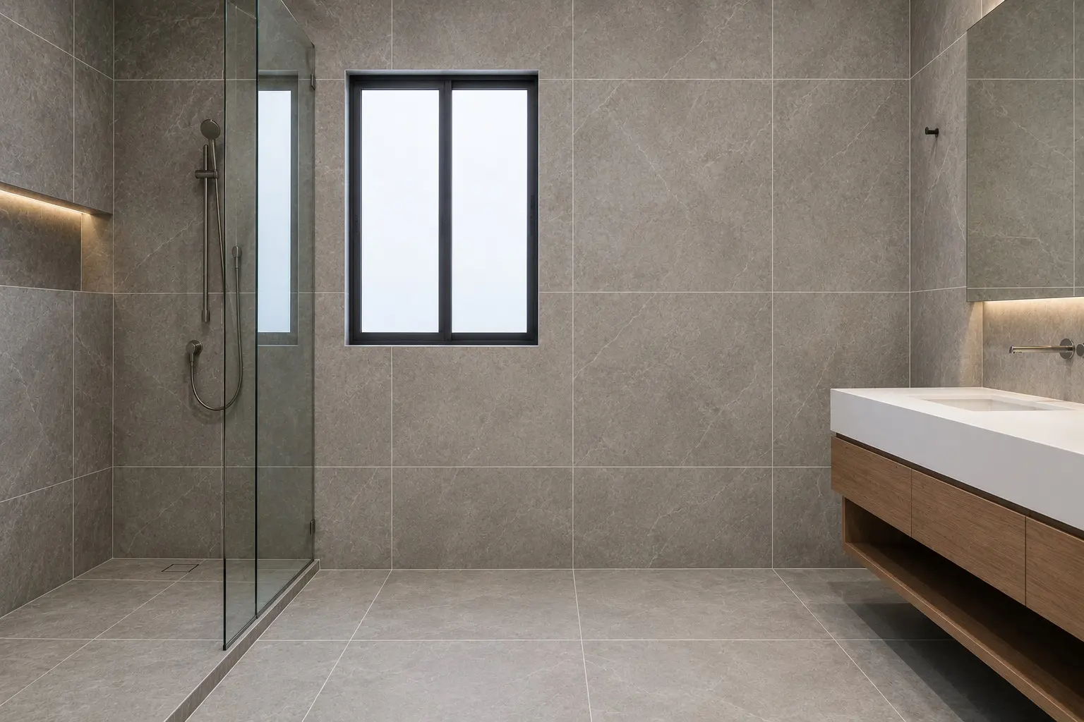 Conceptual rendering of porcelain tiles for a bathroom