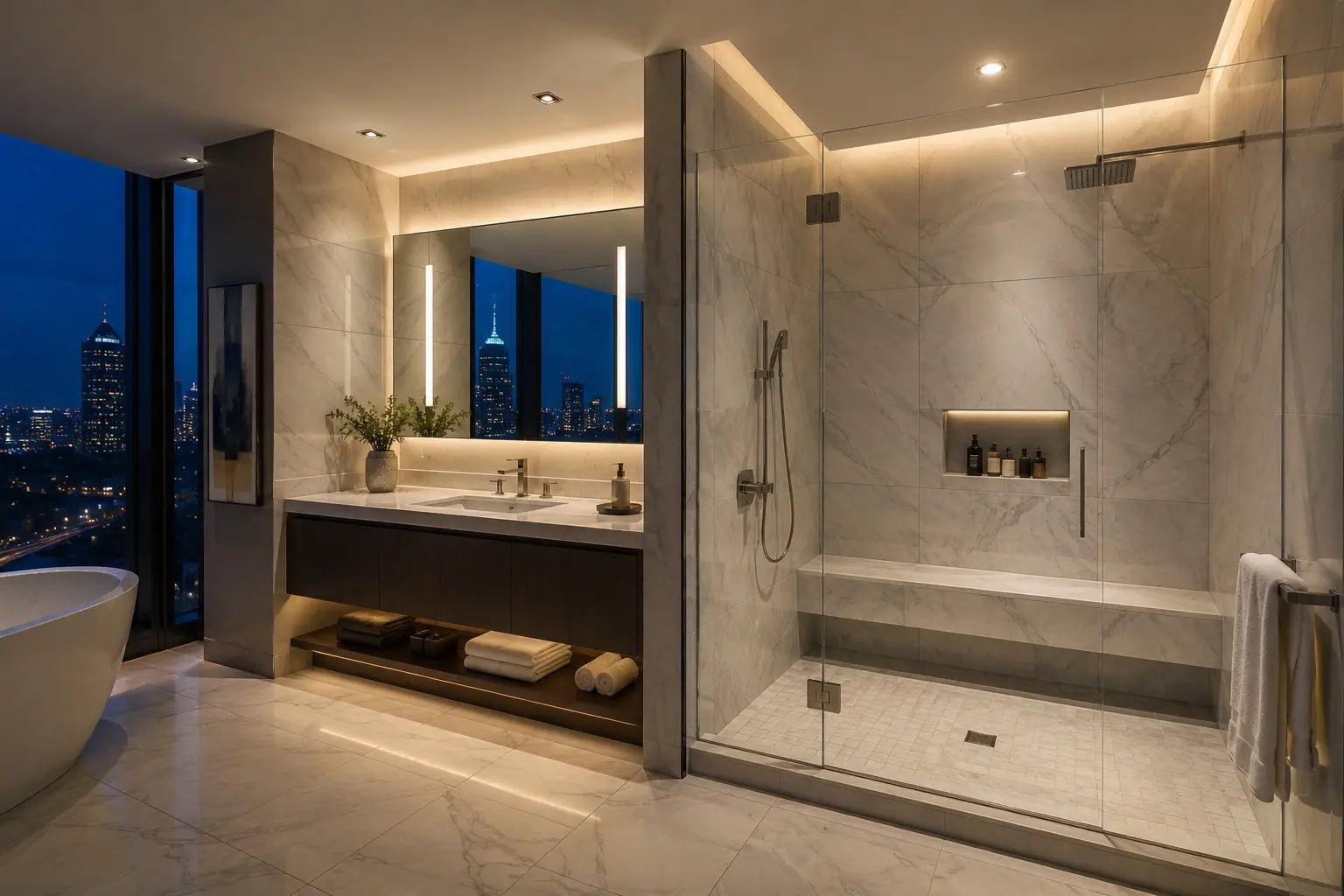 Conceptual rendering of a Porcelain Tile For Shower Walls