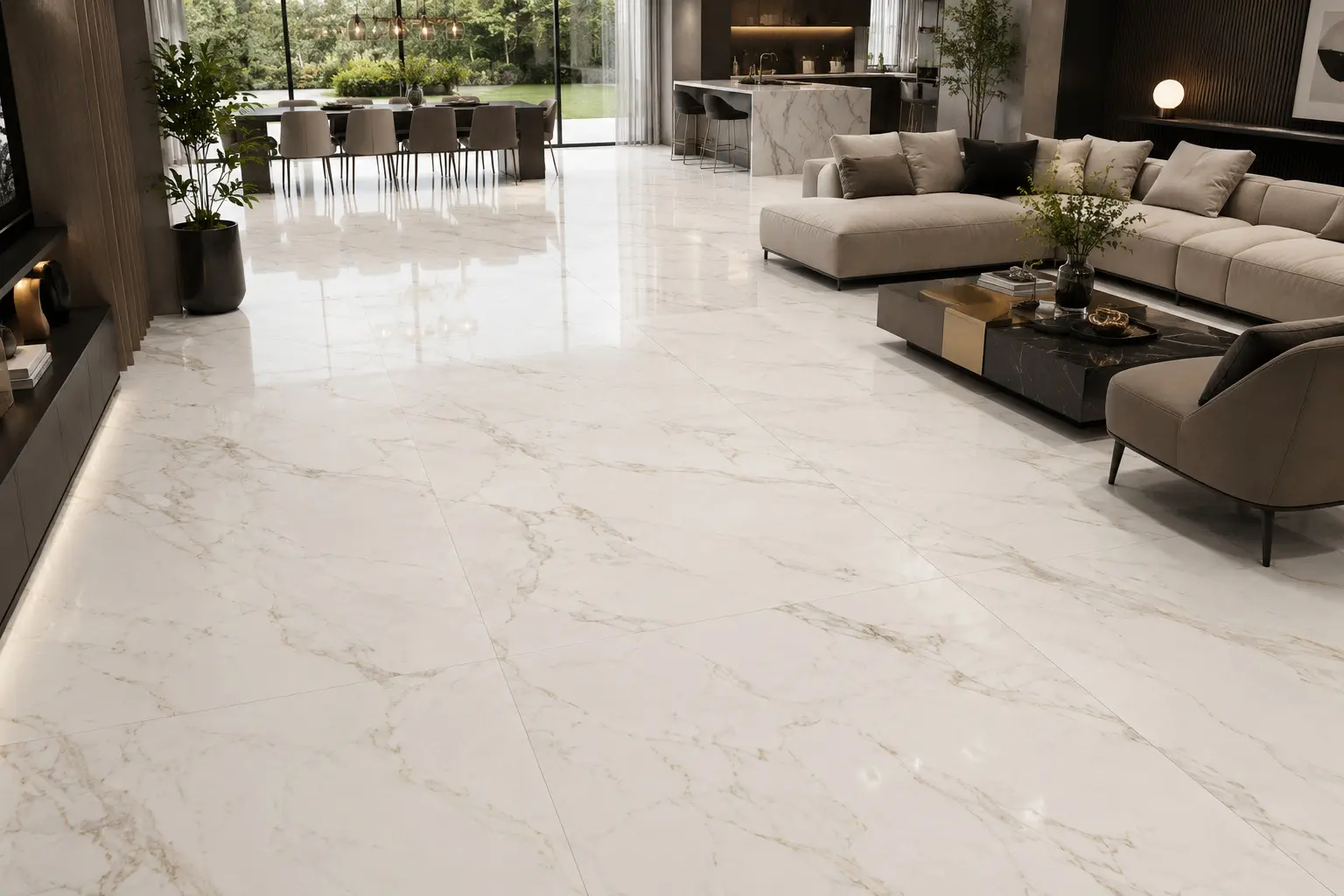 Conceptual rendering of Marble look porcelain tile