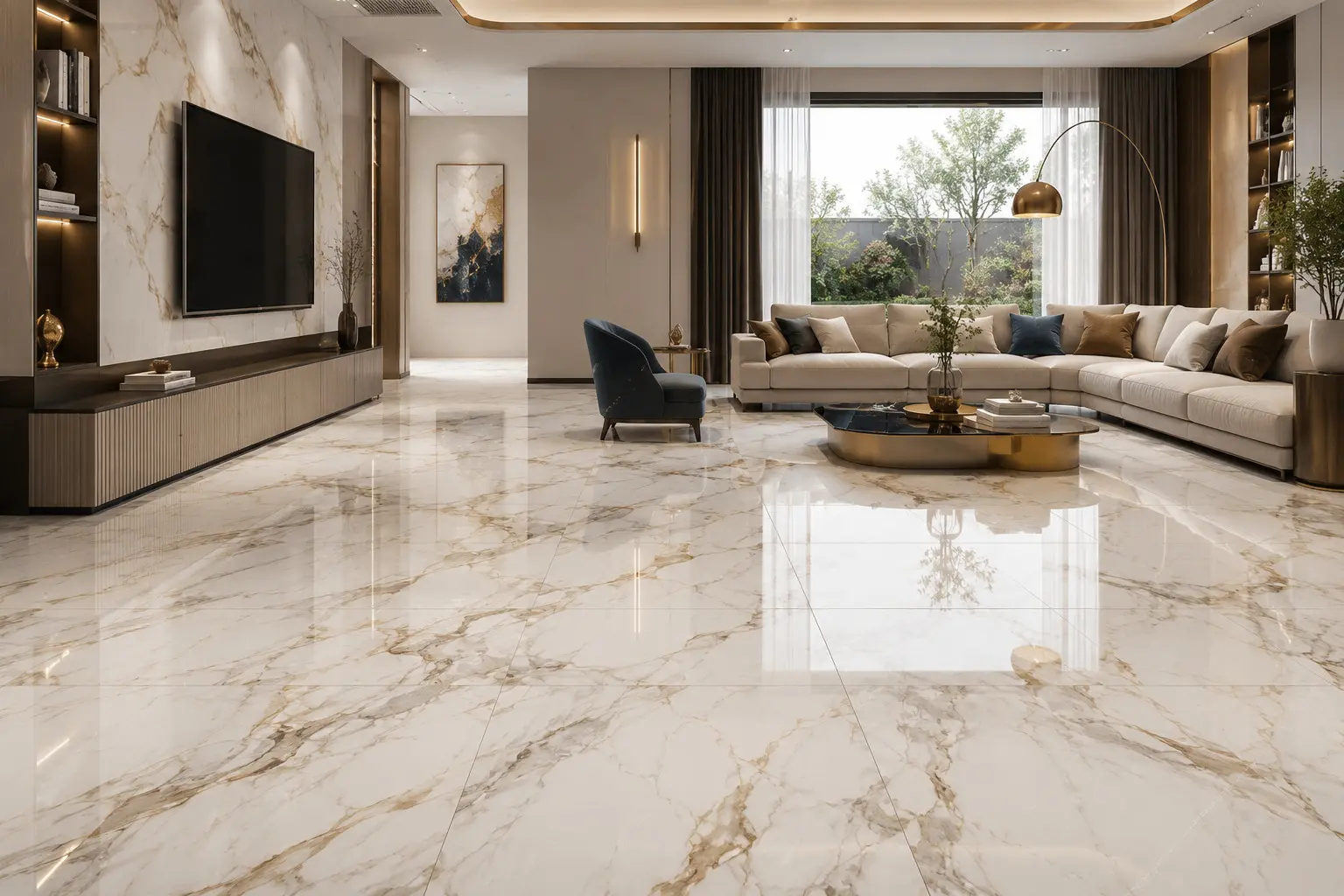 Conceptual rendering of a marble look porcelain tile for floor image 2