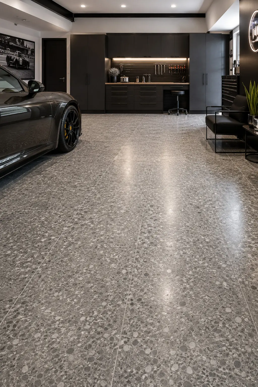 Conceptual rendering of a Porcelain Garage Floor Tiles in portrait size