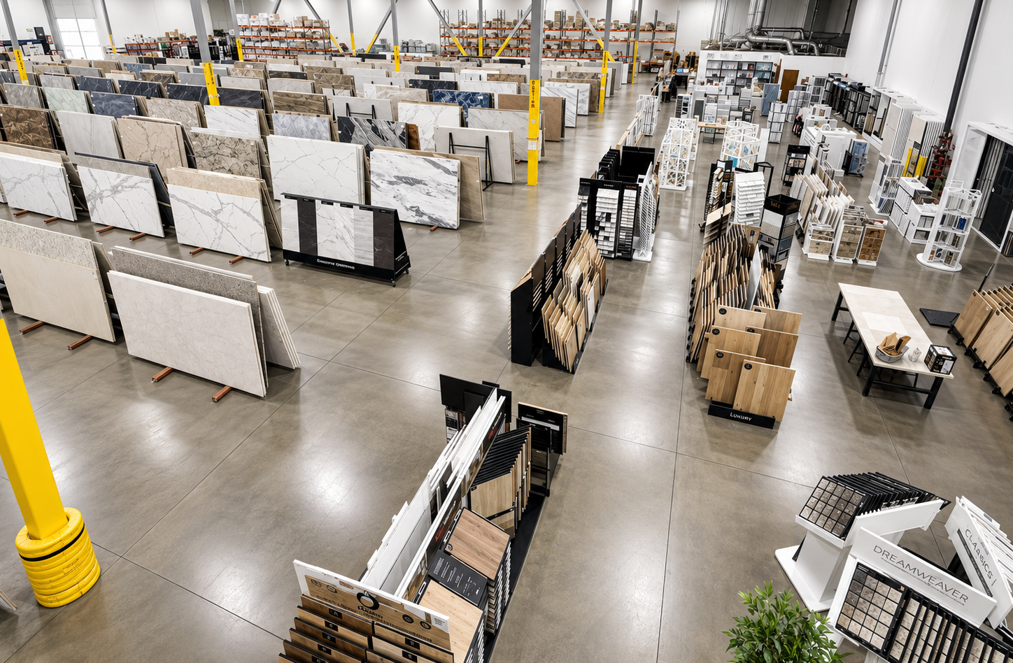 Nova Tile and Stone Reno showroom interior displaying natural stone slabs, tile, and countertop options