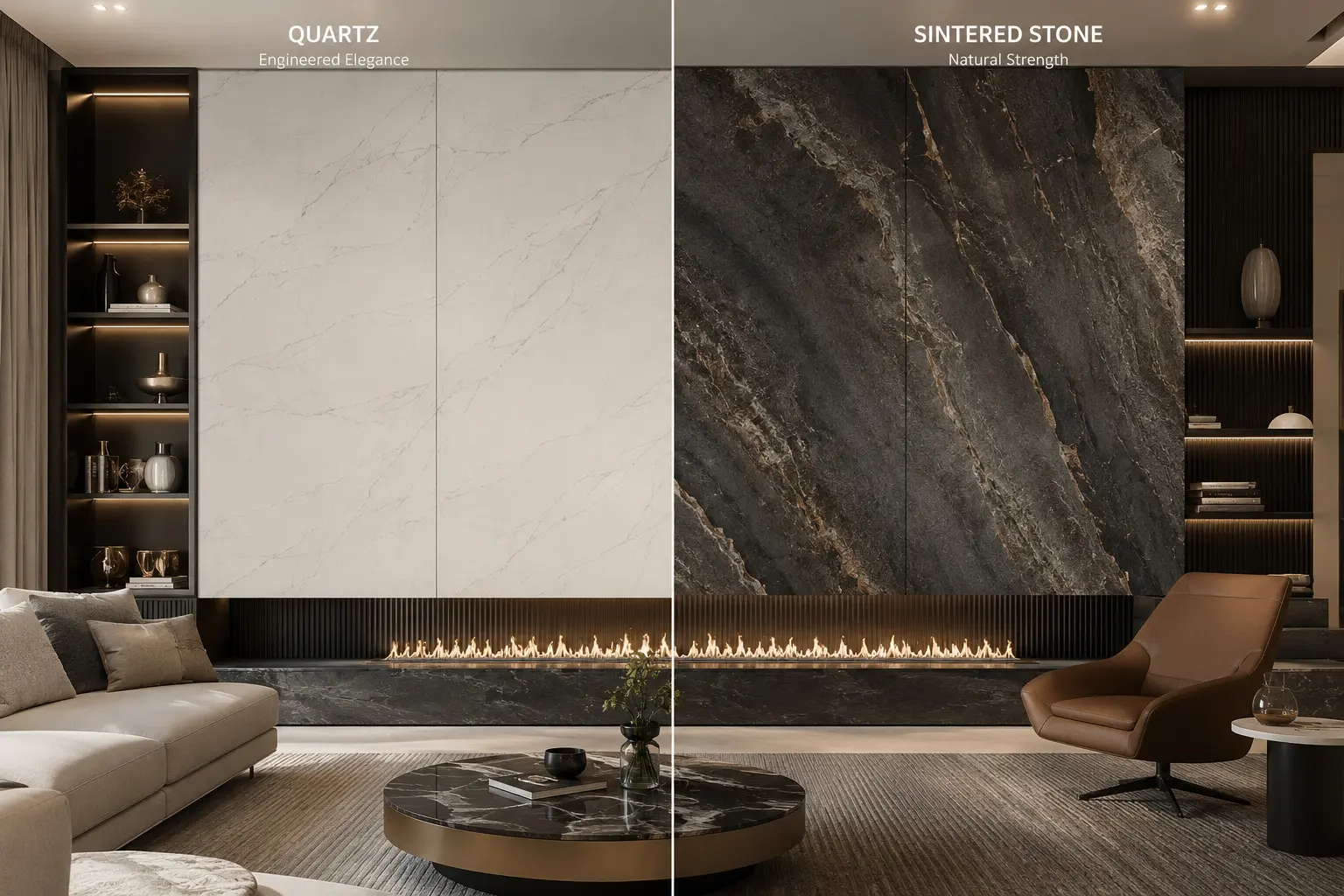 Conceptual Rendering of a Quartz and Sintered Stone