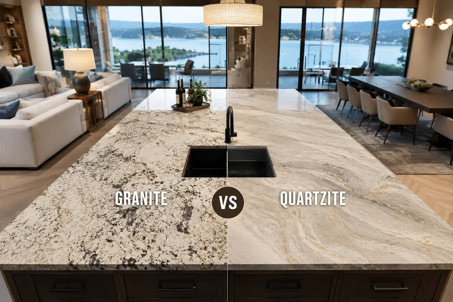 Conceptual Rendering of a Granite VS Quartzite Countertop