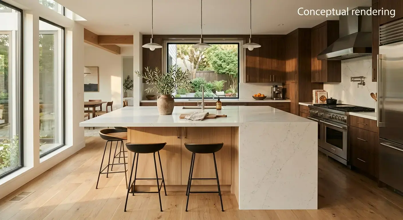 Conceptual Rendering of a Quartz Kitchen Countertop 