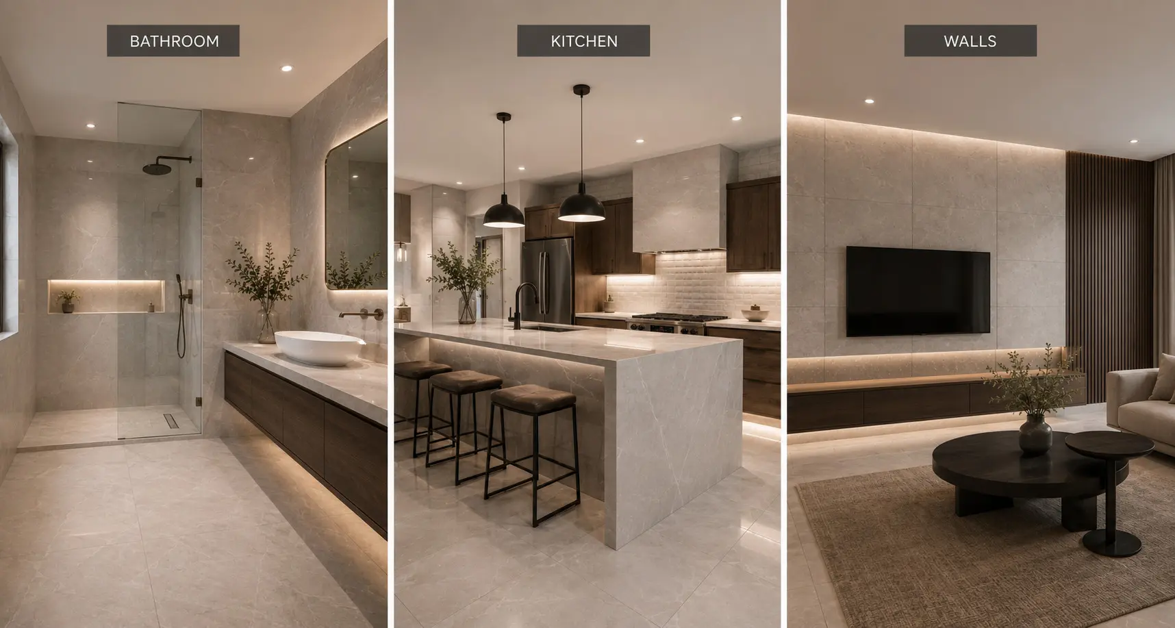 Conceptual rendering of a tiles for Bathrooms, Kitchens, and Walls