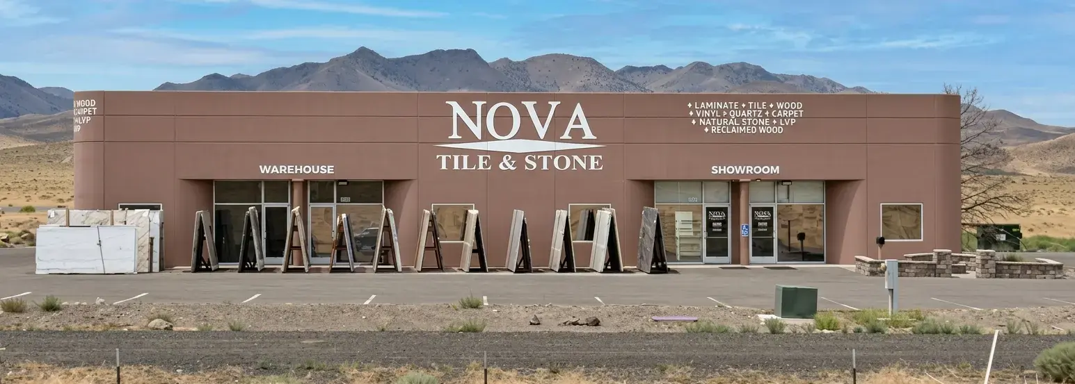 Nova Tile and Stone Fernley showroom with natural stone slabs and tile on display