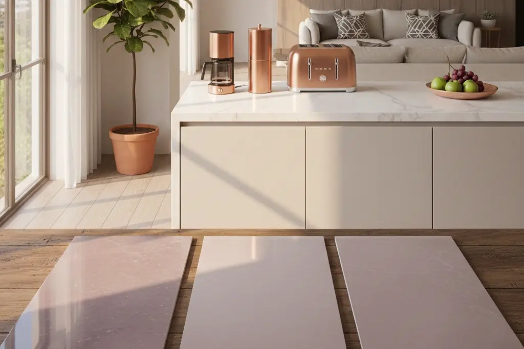 Conceptula rendering of glazed honed matte porcelain tiles