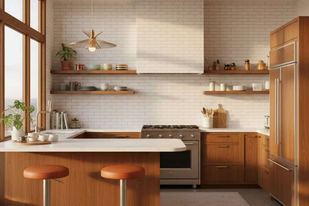 Conceptual rendering of a Classic White Subway Tiles in Kitchen