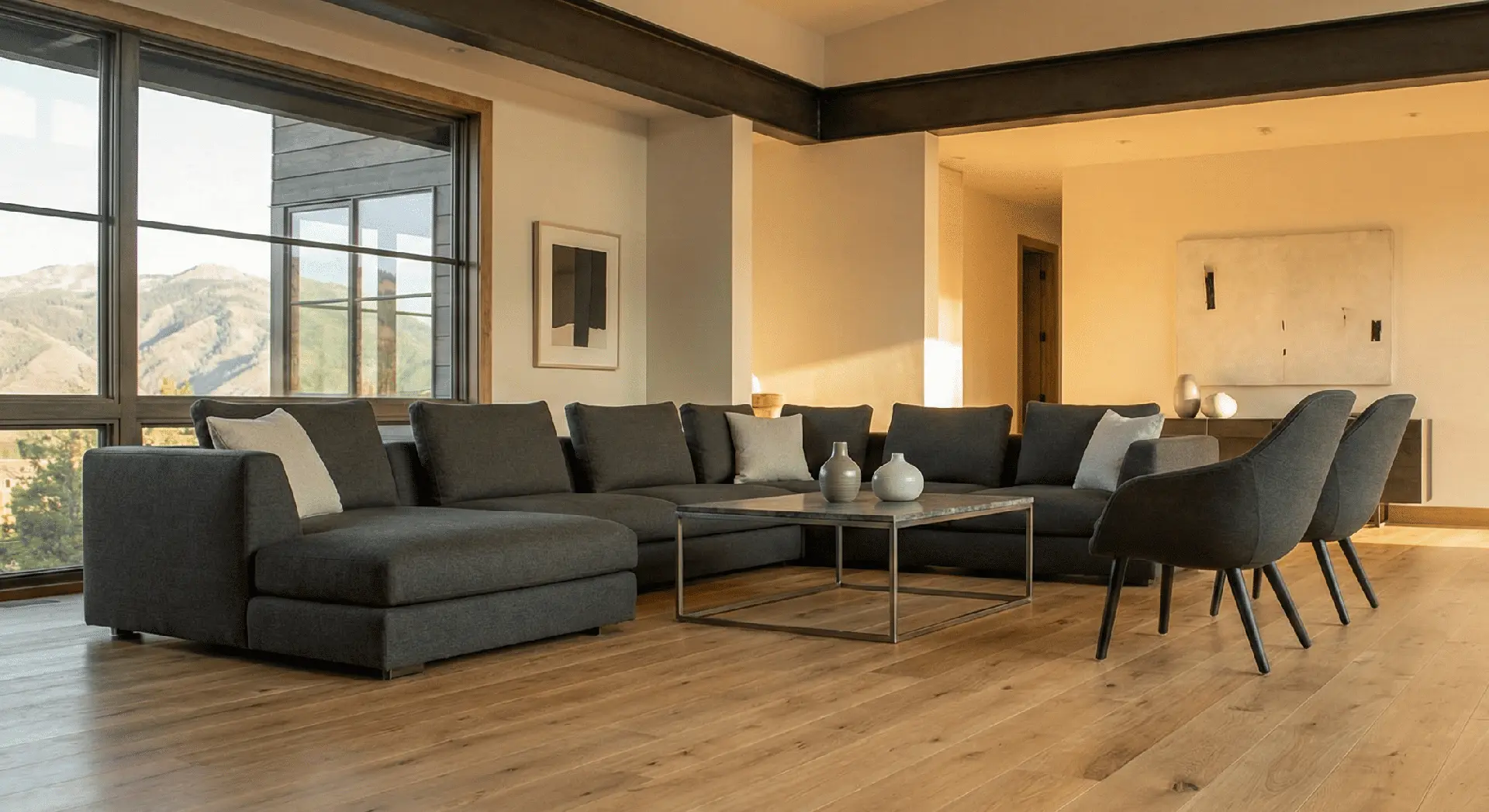 Wide Plank Flooring in a living room