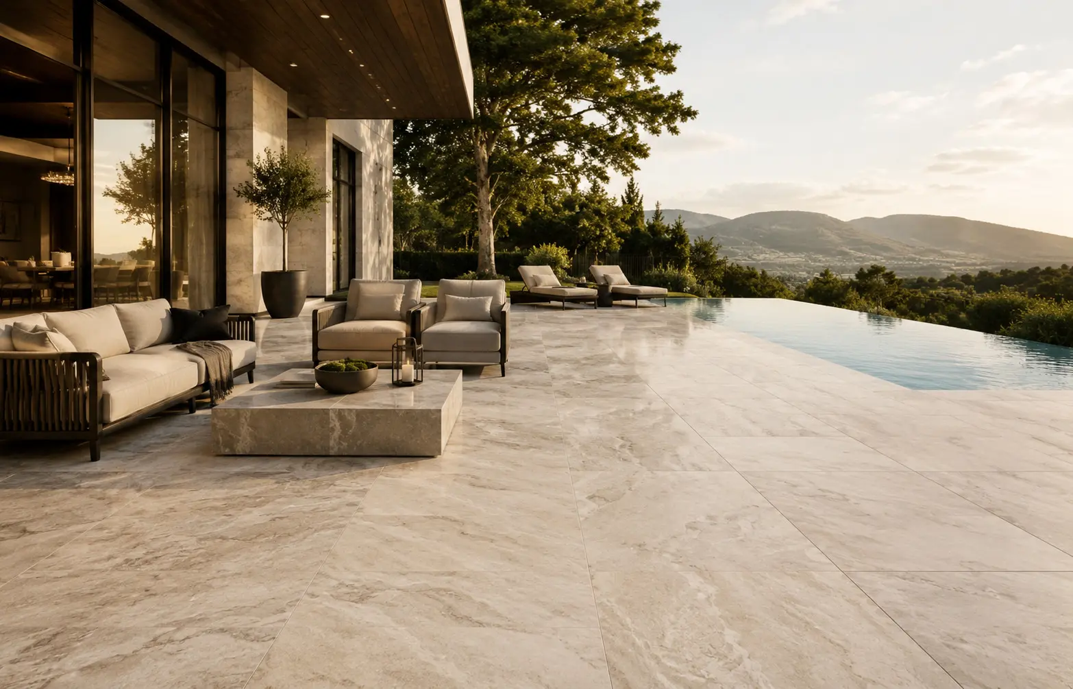 Conceptual rendering of a exterior stone outdoor floors