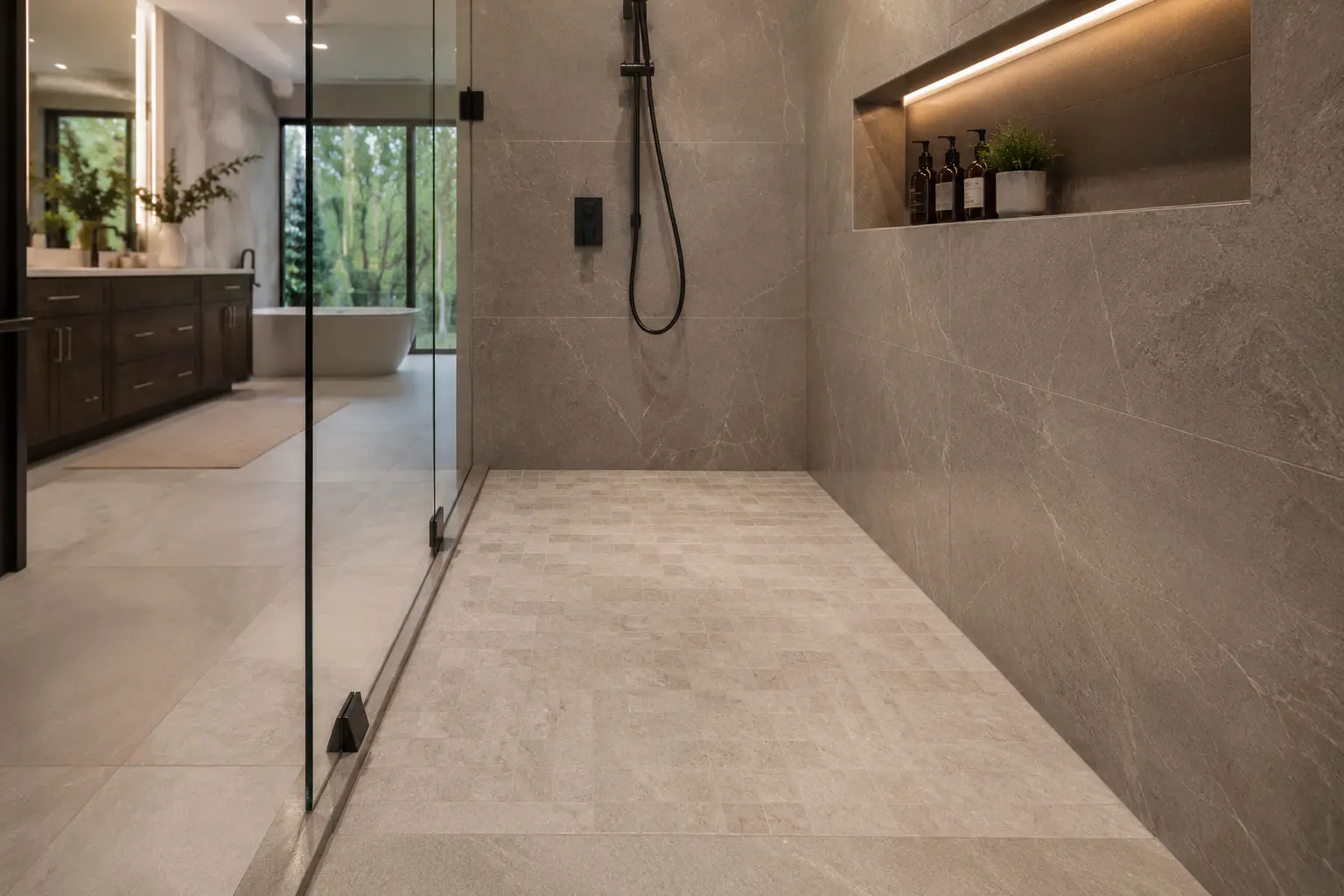 Conceptual rendering of a Porcelain Tile for Shower Floor