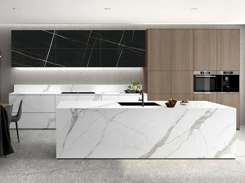 Conceptual rendering of a Calacatta Sintered Stone Countertop for Minden Homes