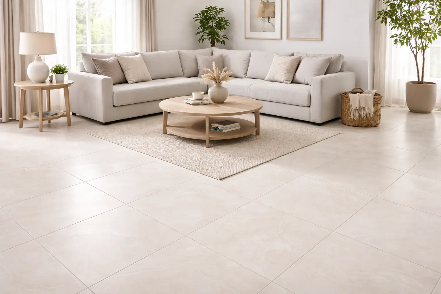 Conceptual rendering of porcelain tile on flooring