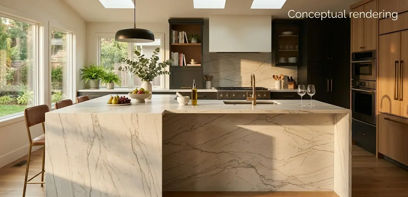 Conceptual rendering of quartzite countertop
