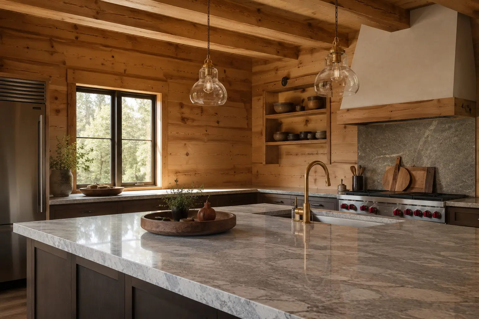 Conceptual rendering of a prefabricated honed granite countertop