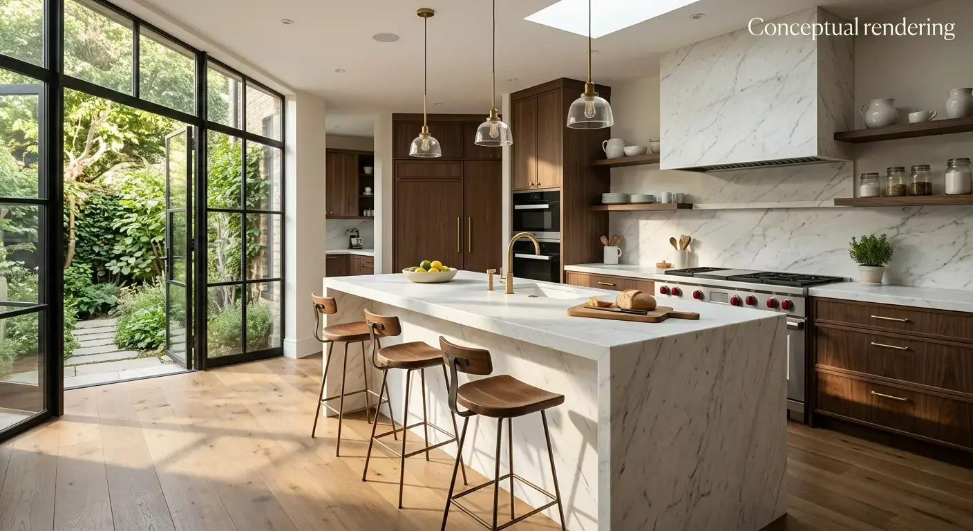 Conceptual rendering of a marble countertop