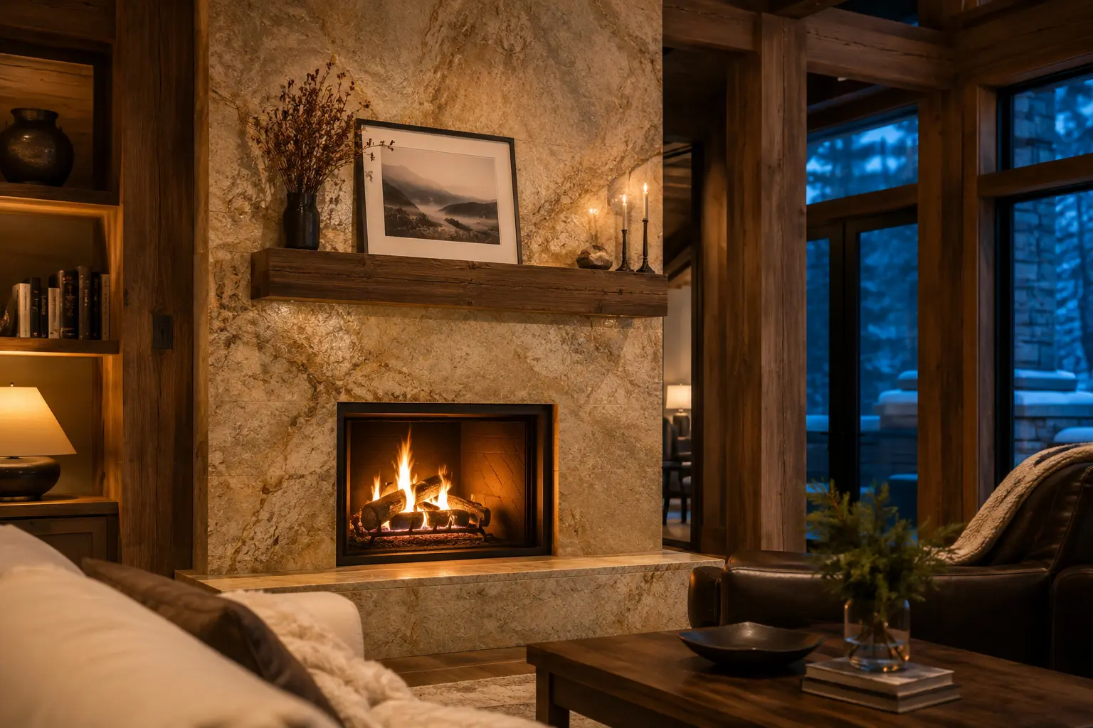 Conceptual rendering of a Fireplace Stone That Holds Up All Winter Long