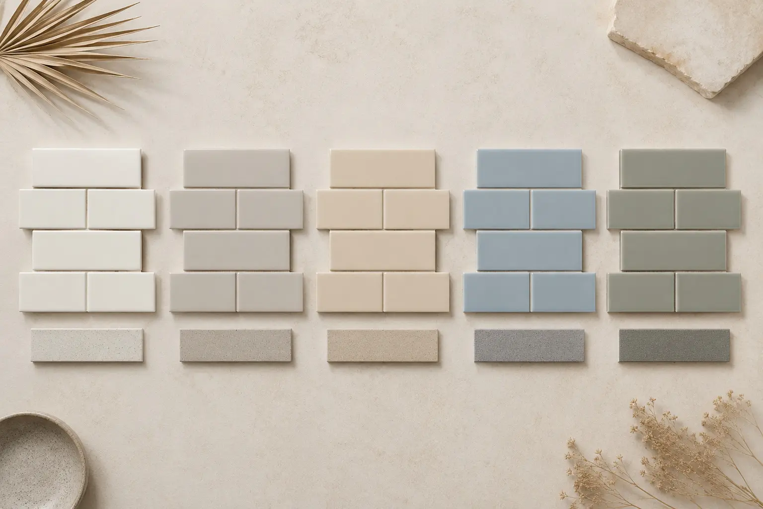 Conceptual rendering of a Subway tile and grout color swatches