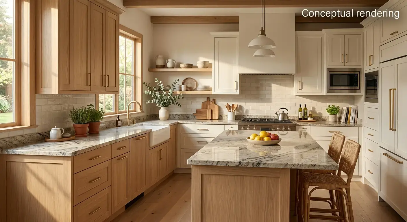 Conceptual rendering of kitchen granite countertop