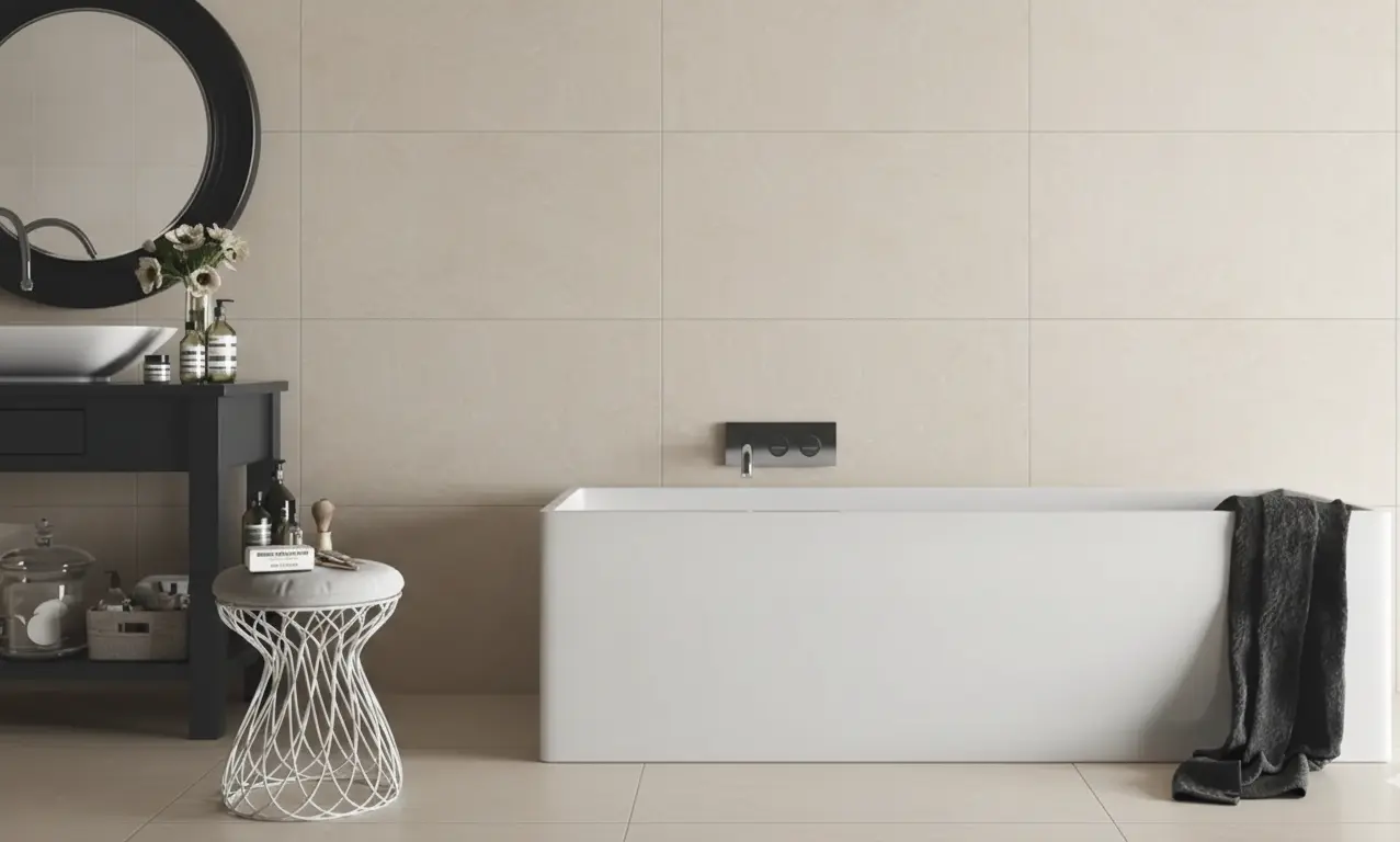 Conceptual rendering of a bathroom wall porcelain tile