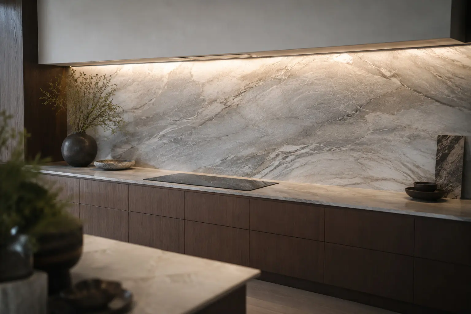 Conceptual rendering of a quartzite backsplash