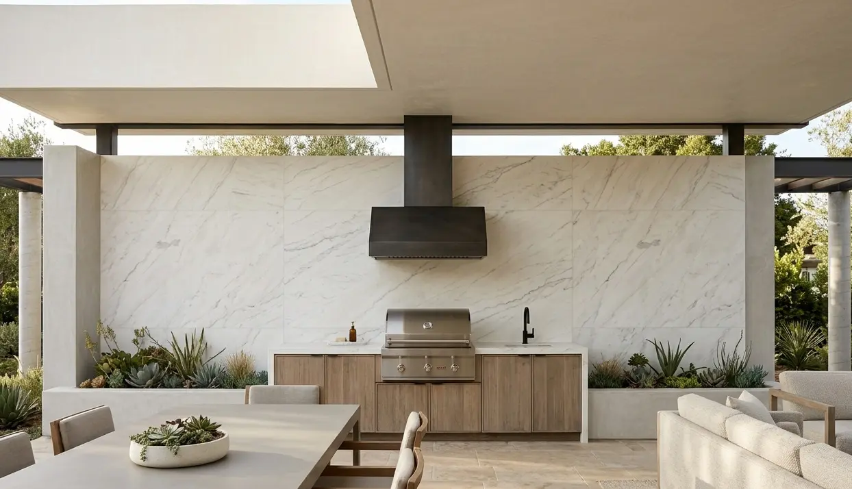 Conceptual rendering of a quartzite exterior stone wall