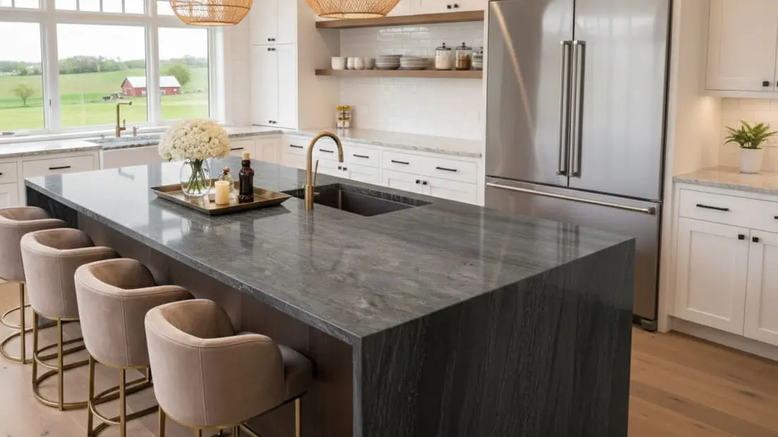 Luxury kitchen with a quartzite island