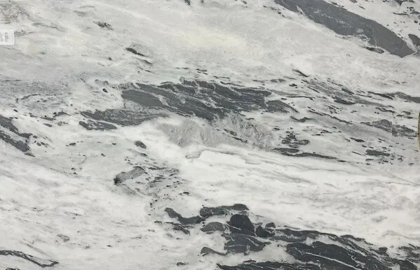 Nevado gray and white slab with charcoal veining at Nova Tile and Stone Minden showroom
