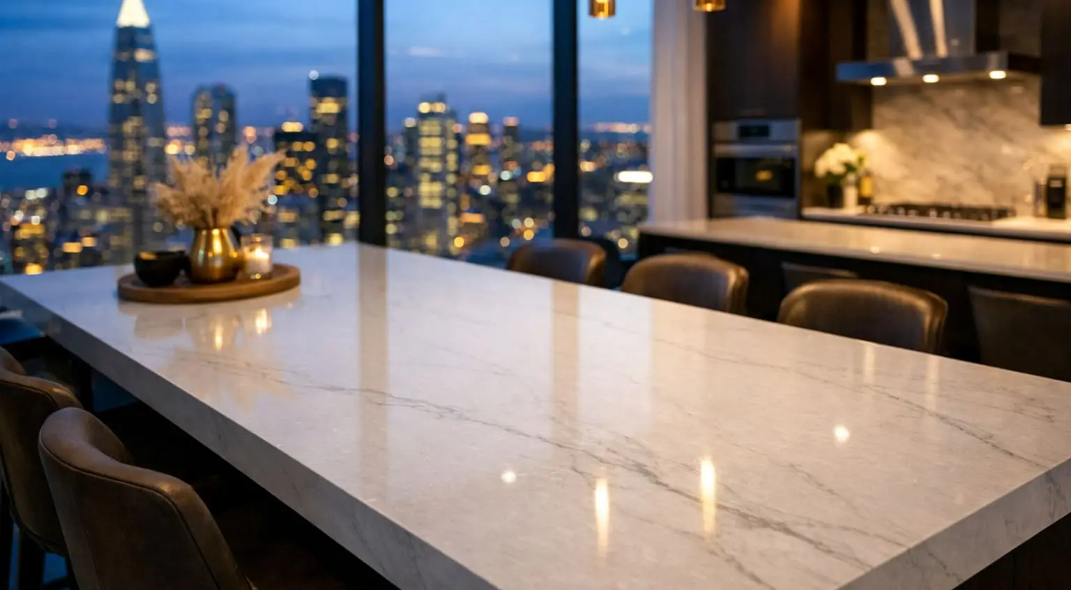 Conceptual rendering of a quartz countertop in kitchen